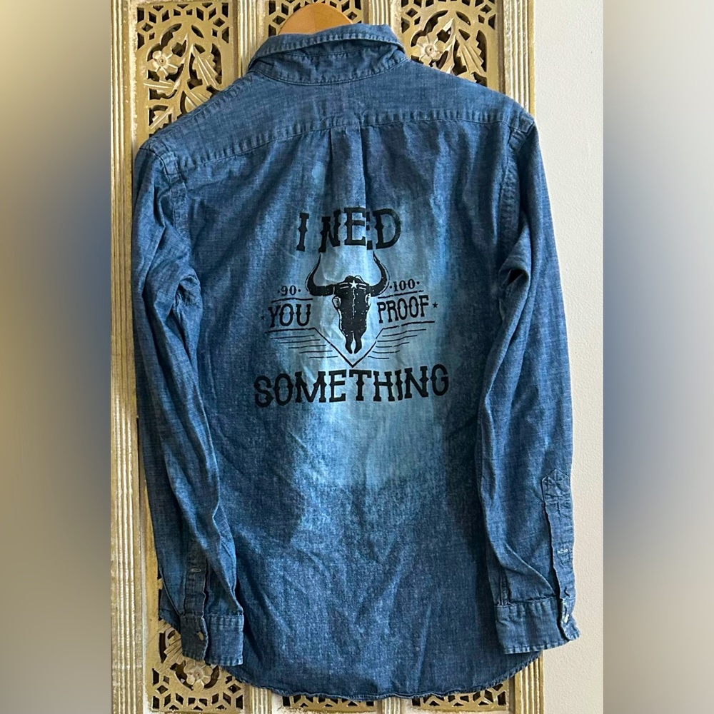 Ralph Lauren Western Distressed denim shirt long sleeves button down summer fit
